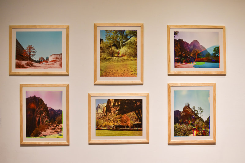 Close up image of James Culbertson's photography installation for A Greater Utah at Utah Museum of Art.