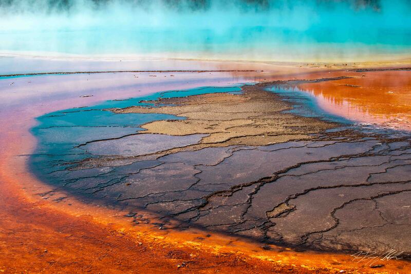 Photograph of the Grand Prismatic Spring in Yellowstone National Park.
