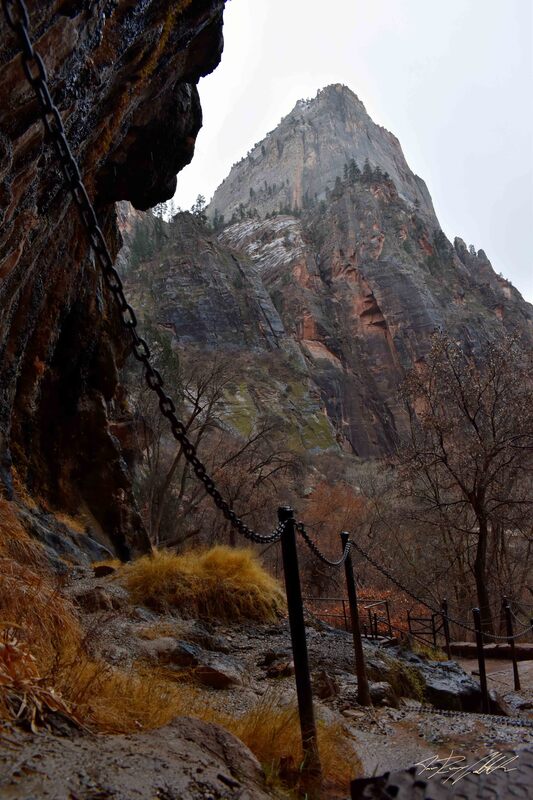 Photograph of chains on the trail to Weeping Rock in Zion National Park.
