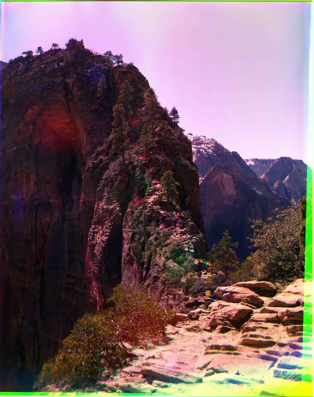 Tricolor photograph of Angels Landing in Zion National Park.